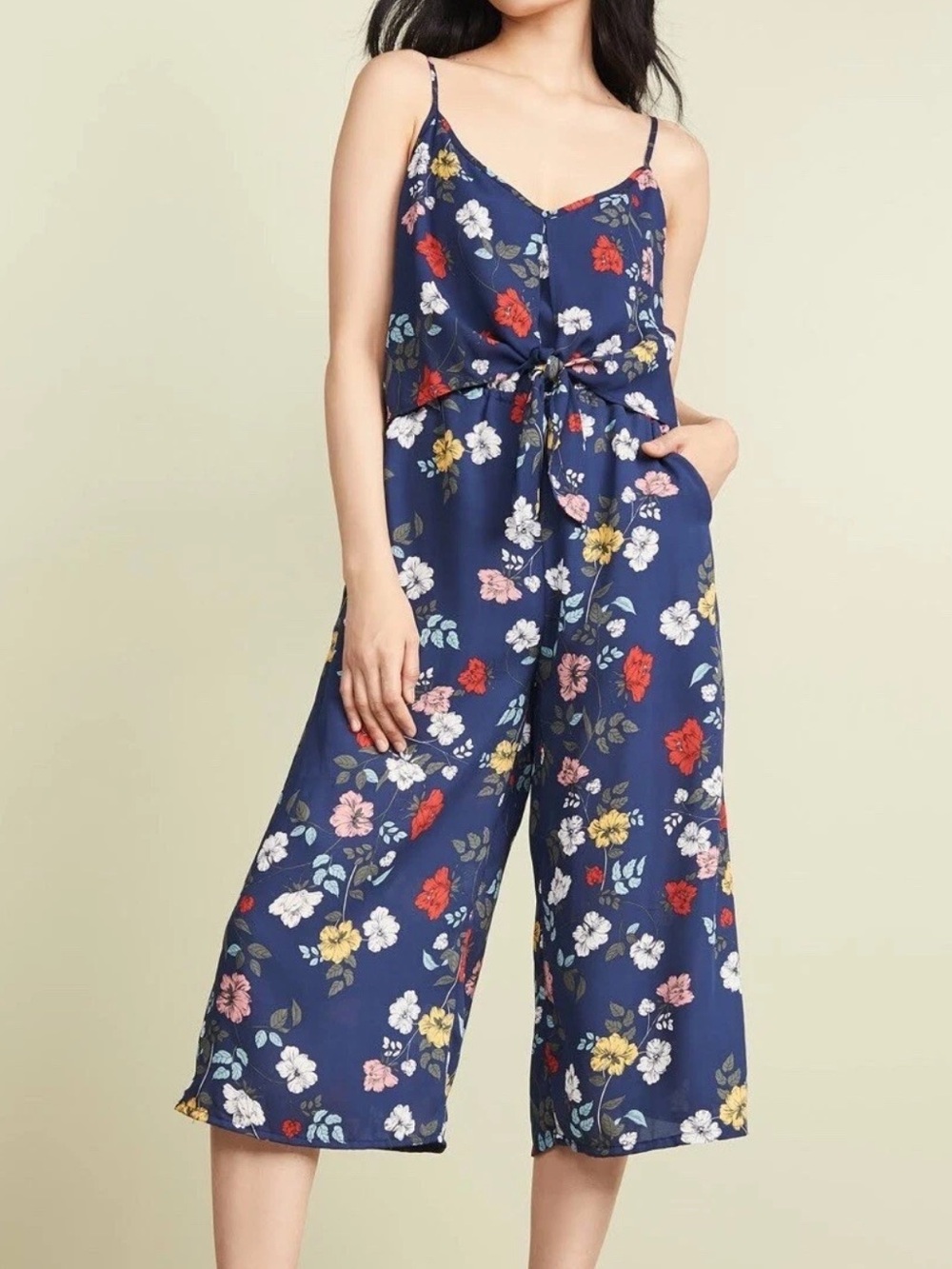 Jack BB Dakota Garden My French Jumpsuit Wide Leg Sleeveless V Neck Floral Print